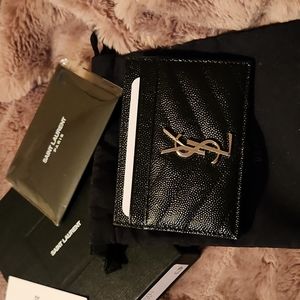 Ysl Silver hardwear, Monogram Matelasse leather card holder